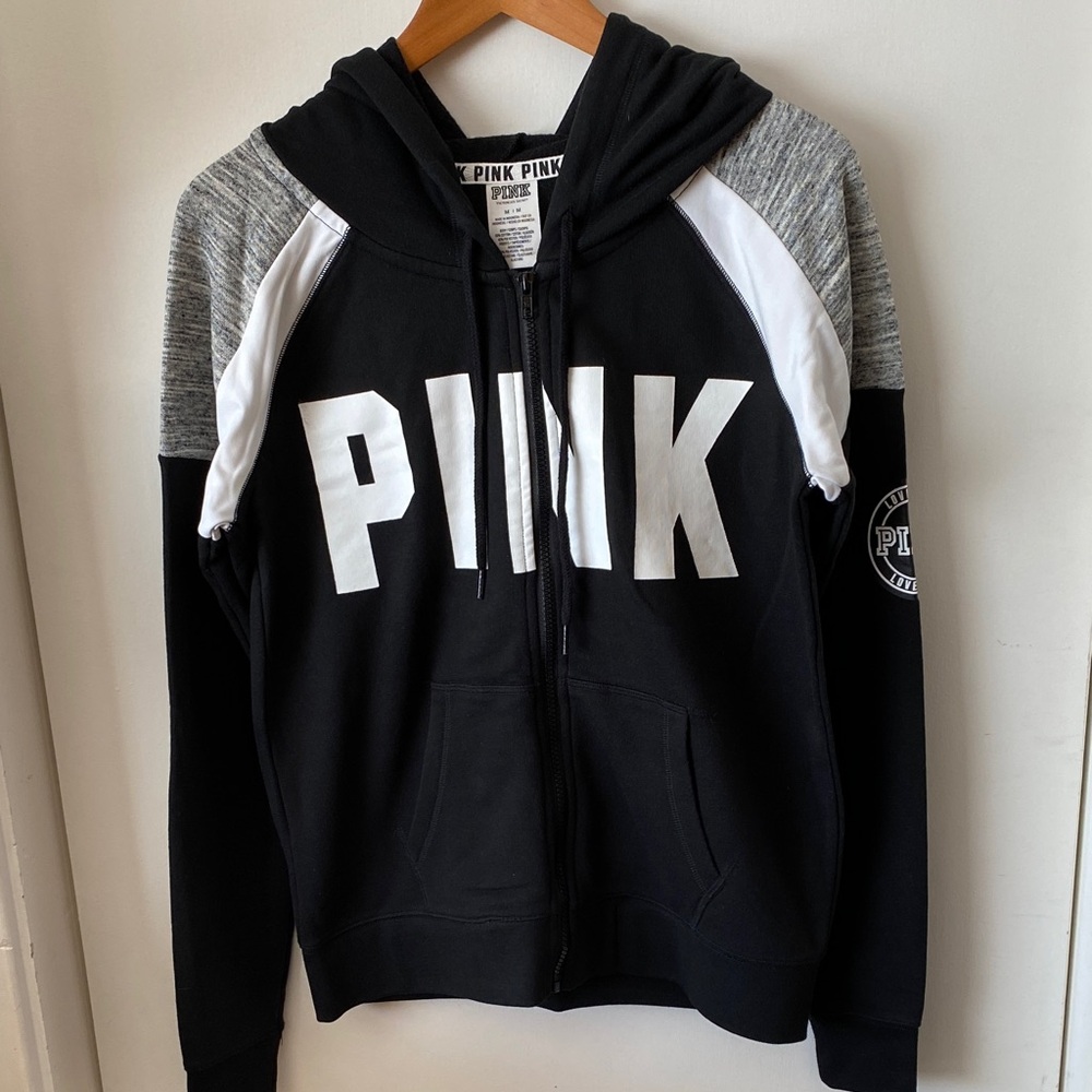 Victoria's Secret PINK Black and Gray Zip-Up